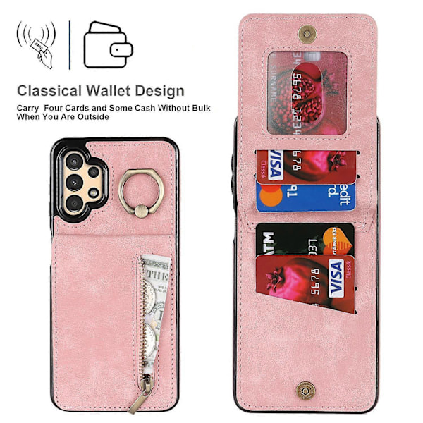 Til Samsung Galaxy A13 5G/A13 4G RFID Blokerende Støtteben Etui Retro PU+TPU Wallet Telefon Cover Multicolor Style E