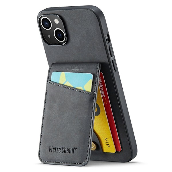 FIERRE SHANN Telefoncover med kortlommer til iPhone 14, stativ, RFID-blokering, PU-læder + TPU-telefonetui Multicolor Style A