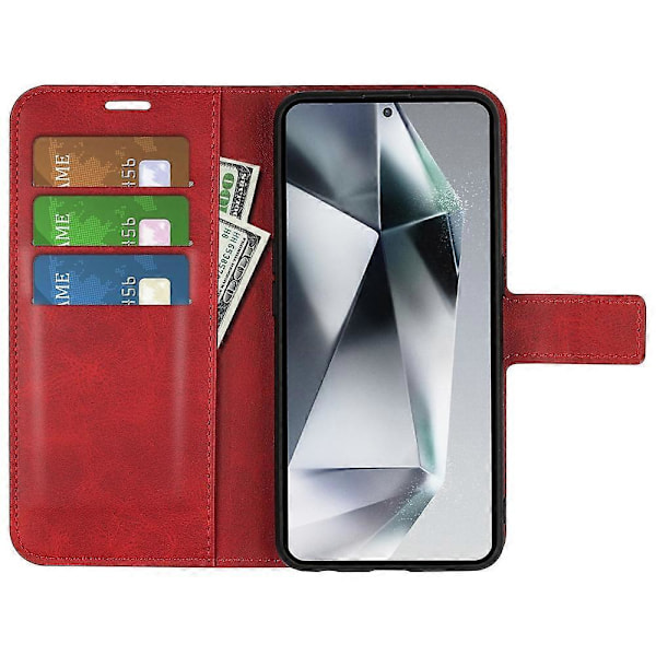Til Samsung Galaxy S25 Ultra Stand Case Anti-Scratch Kalvetekstur Læder Telefon Cover Multicolor Style B
