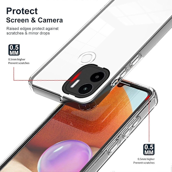 För Xiaomi Redmi A1+ 4G/Redmi A2+ 4G/Poco C50 4G TPU+PC Transparent Mobilskal