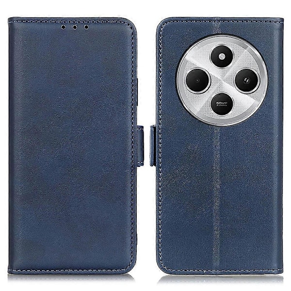 Skal för Xiaomi Poco C75 4G/Redmi 14R 5G/14C 4G Ställ Ko Lädertextur PU Läder Telefonskal - Svart Multicolor Blue