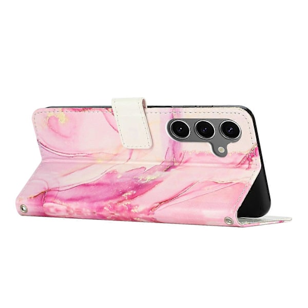 Stand Case til Samsung Galaxy A15 5G/A15 4G med marmormønster, pung og håndledsrem Multicolor Rose Gold