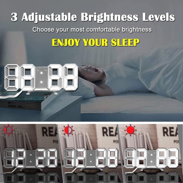 Uppgraderad digital väckarklocka, 4,3-tums LED-skärm med temperatur Större Lound Light Control Portable E