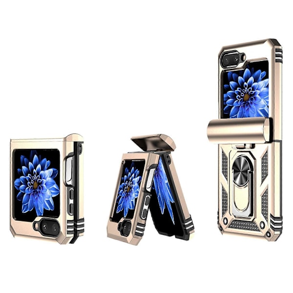 For Samsung Galaxy Z Flip5 5G Deksel PC+TPU Anti-fall Ring Stativ Telefondeksel Multicolor Style C