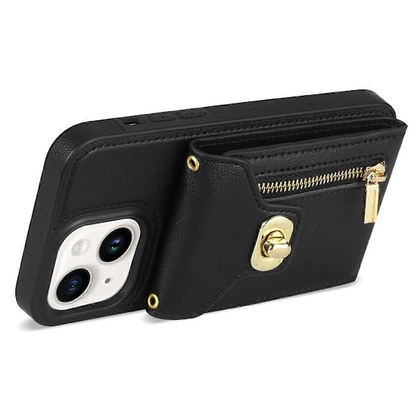 Korttipaikallinen puhelinjalustakotelo iPhone 15:lle, vetoketjutasku PU-nahkapäällysteinen TPU-suojus Multicolor Style C