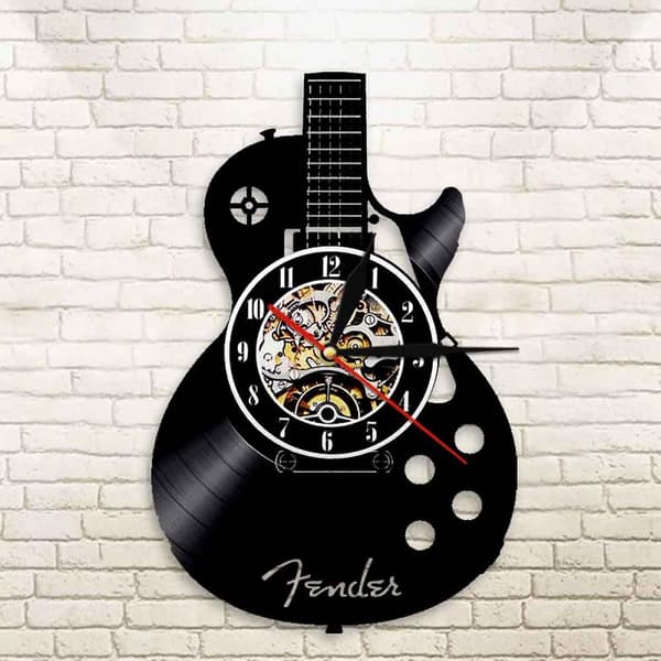 12-tums Vinylskiva Väggklocka Vardagsrum Study Retro Gitarr CD skiva Väggklocka Mute Custom Clock