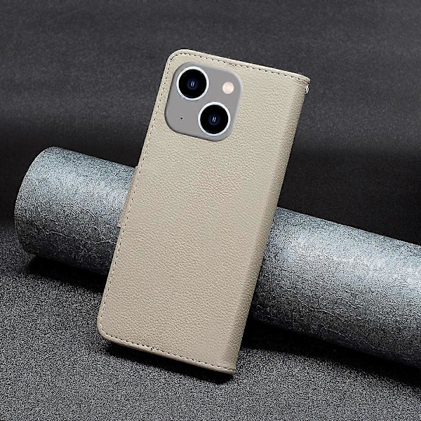 Til iPhone 15 Plus Støvtæt PU Læder Mobiltelefon Cover Wallet Flip Stand Case med Rem Multicolor Style A