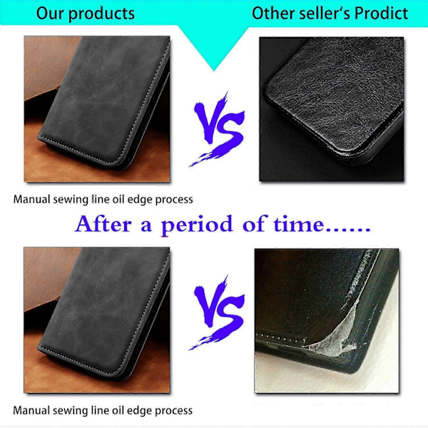Telefon Stand Case til ZTE Blade V50 Vita Shell Hud-berørings PU Læder Cover - Sort