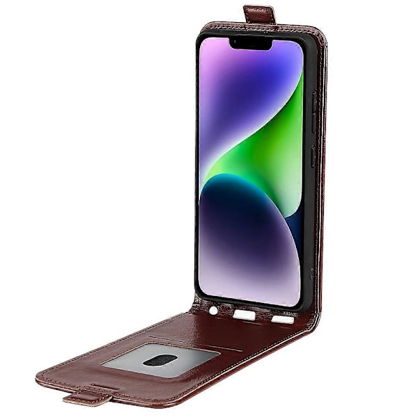 Telefoncover med kortslot til iPhone 15 Plus, Anti-ridse Vertikal Flip PU Læder Mobiltelefon Cover Multicolor Style A