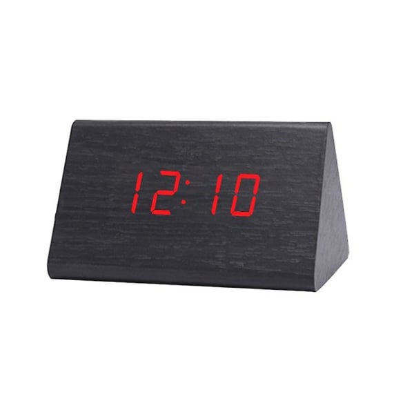 Digitalt Træ USB LED Natlys Vækkeur Termometer Display Ur Kurogi Red