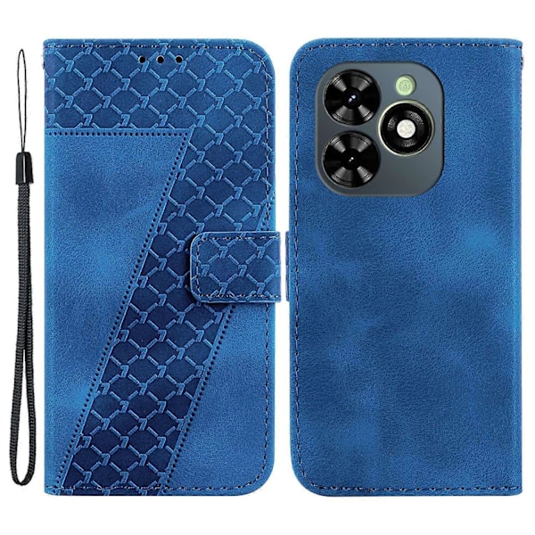 Mobilskal för Infinix Smart 8 4G/Smart 8 HD 4G/Hot 40i med 7-formad präglad läderdesign Multicolor Dark Blue
