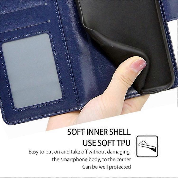 Til vivo Y29s 5G/ Y04 4G Etui Pung PU Læder + TPU Foldbart Stativ Telefon Cover Multicolor Sapphire