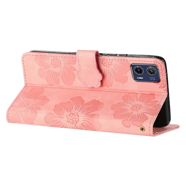 Til Motorola Moto G73 5G Stand PU Læder Etui Blomster Præget Beskyttende Tegnebog Telefon Cover Multicolor Style C