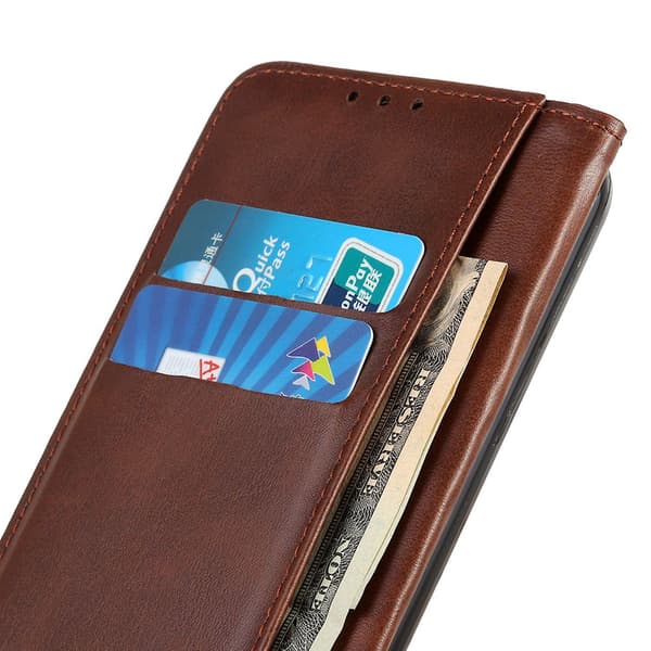 För Xiaomi Redmi 13c Case Split Läder Magnetisk Autoabsorberad Cover Coffee