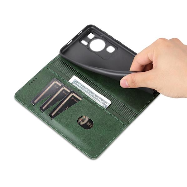 Azns för Huawei P60 / P60 Pro Pu läder phone case Plånboksställ anti-scratch smartphone cover Green