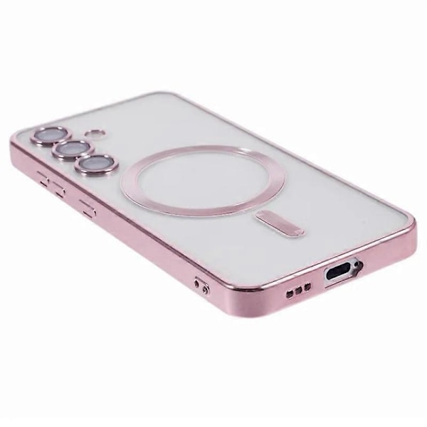 Til Samsung Galaxy S24+ Magnetisk Etui WANLONFENG Fuld Beskyttelse Elektropletteret TPU Cover med Temper Multicolor Pink