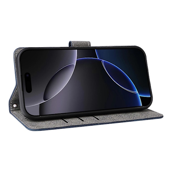 Til iPhone 16 Pro Max Wallet Case RFID-blokering PU Læder Cover Stand View Multicolor Style A
