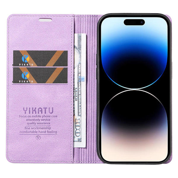 Til Iphone 15 Pro Max Hud-berørings PU Læder Shell Wallet Stand Telefon Cover Purple