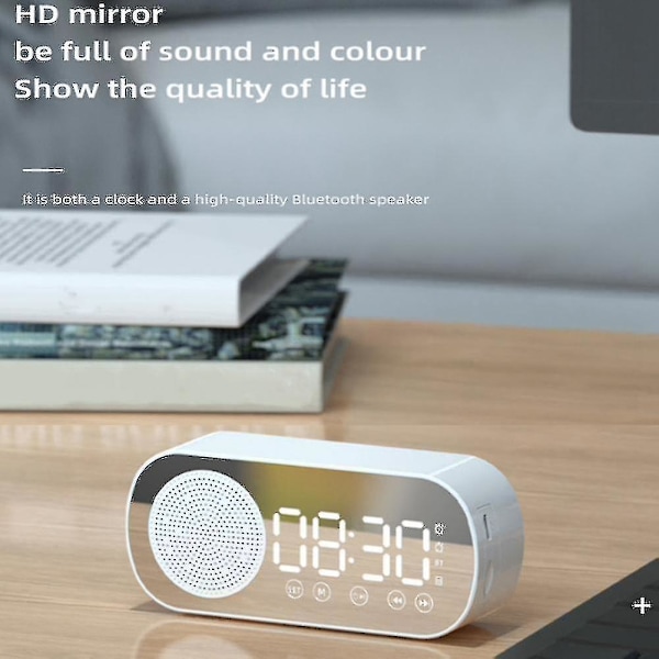 Led väckarklocka för Bluetooth högtalare, FM-radio, familj (vit)