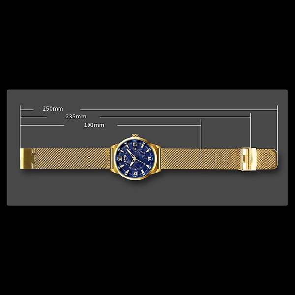 Skmei 9166 30m Vanntett Metall Quartz Armbåndsur Gull Gold