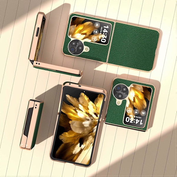 För Oppo Find N3 Flip 5G Skal Äkta Läderbelagt PC-Telefonfodral Multicolor Style C