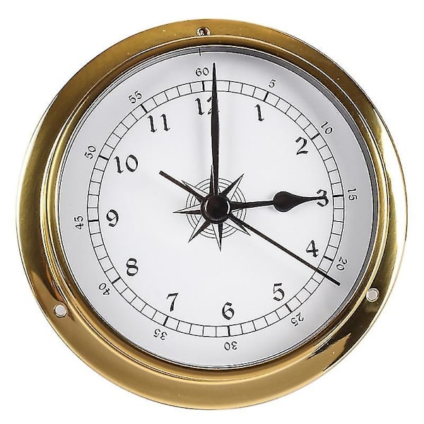 115mm Veggmontert Termometer Hygrometer Barometer Klokke Tidevannsklokke Værstasjon Kobberskall Innendørs Utendørs Style 4