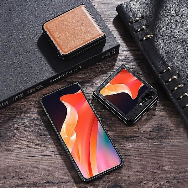 Til Samsung Galaxy Z Flip5 5G Stødsikkert Telefoncover PU Læderbelagt Hård PC Ultratyndt Cover Multicolor Style C