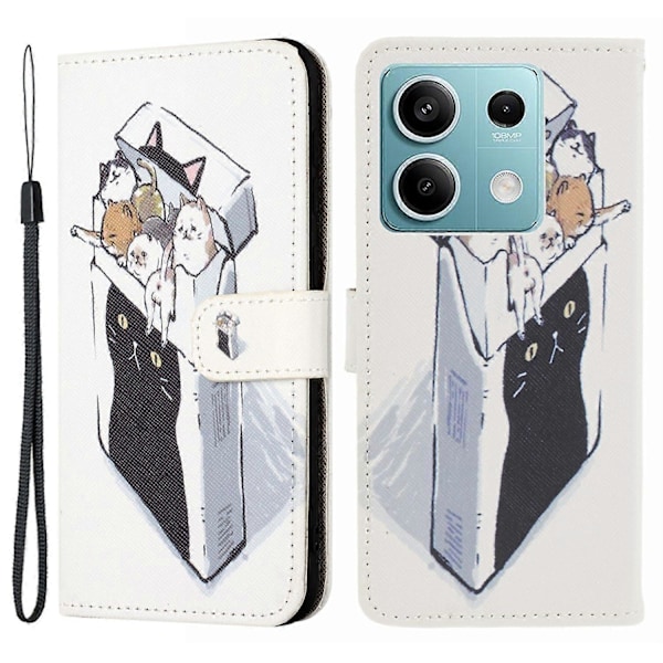 För Xiaomi Redmi Note 13 Pro 5G/Poco X6 5G Mobilskal 3D Mönster Läder Plånboksfodral Multicolor Cats