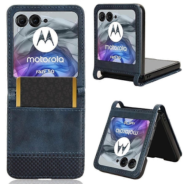 Motorola Razr 50 5G/Razr 2024 5G -kotelo Retro-kuvioitu nahka + PC-puhelinkotelo korttipaikalla Multicolor Style D