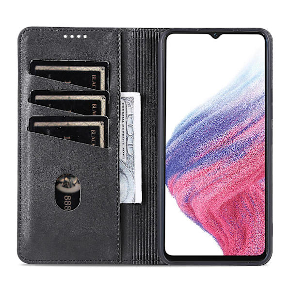 Azns PU-nahkainen puhelinkotelo Samsung Galaxy A04e 4g:lle, jalustallinen magneettinen läppäkotelo lompakolla Black