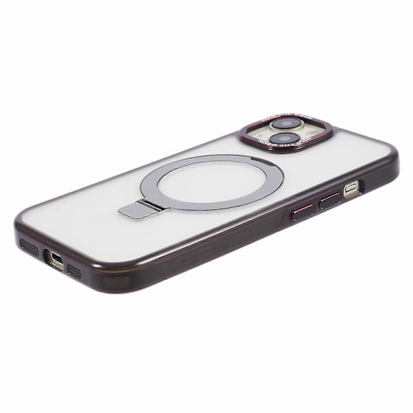Läpinäkyvä TPU+PC suojakuori iPhone 15 Plus -puhelimelle, näkymätön jalusta ja magneettinen puhelinkuori Multicolor Style F