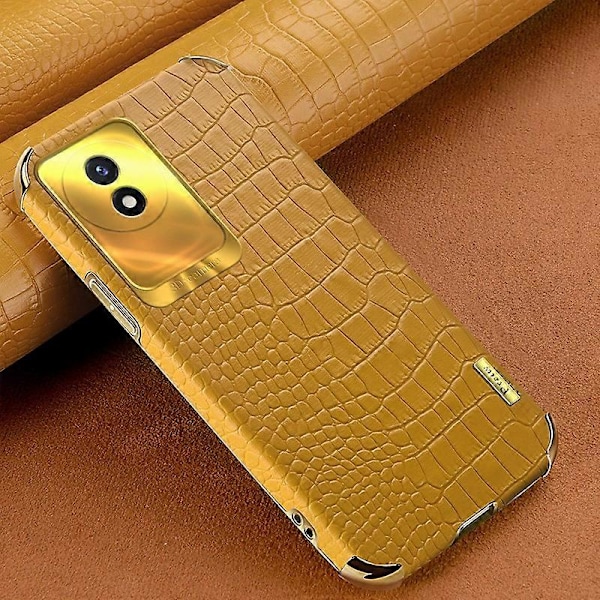 vivo Y02 4G -puhelimelle krokotiilinnahkajäljitelmä, galvanointipinnoitettu, nahkapäällysteinen TPU-puhelinkotelo Multicolor Style C