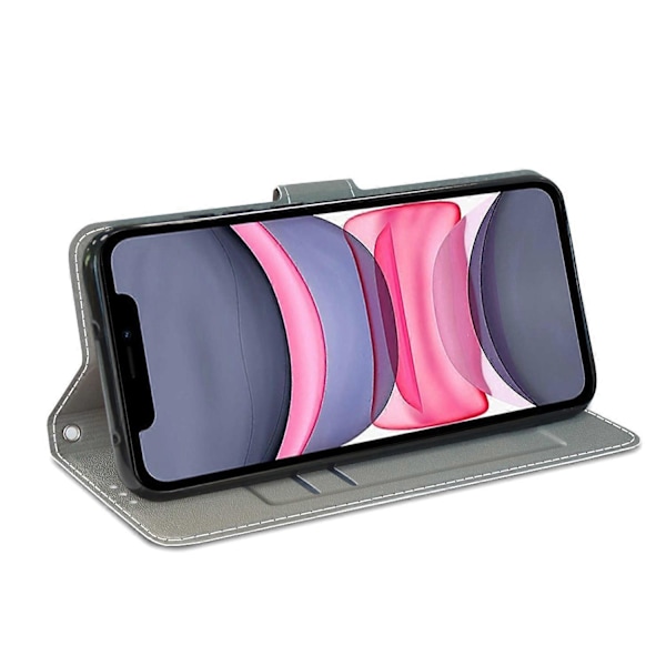 Allsidig Beskyttelse Støtsikkert Lærdeksel Telefonstativ Etui med Håndleddsstropp for iPhone 11 6.1