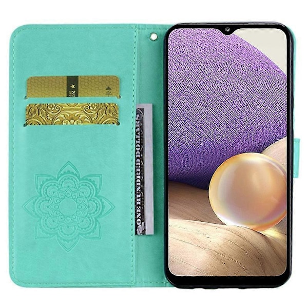Til Samsung Galaxy S23 FE Cover Ugle Blomst Præget Rhinestone Læder Telefon Stand Cover Multicolor Style A