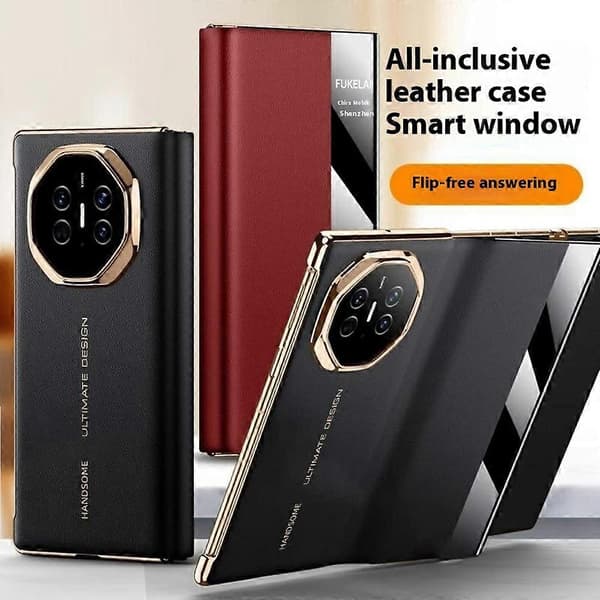 Til Huawei Mate XT Ultimate Case Visningsvindue Ægte Ko Læder Smartphone Cover Multicolor Style E