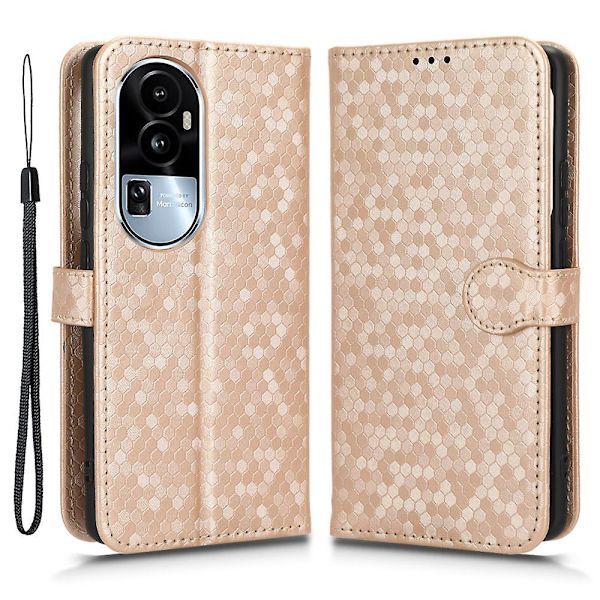 Til Oppo Reno10 Pro+ 5g PU Læder Wallet Mobil Case Dot Præget Flip Stand Telefon Cover Rose Gold