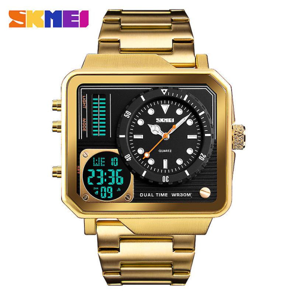 Skmei Men Dual Display Watch Stoppur Alarm Digital Watch - Guld Gold