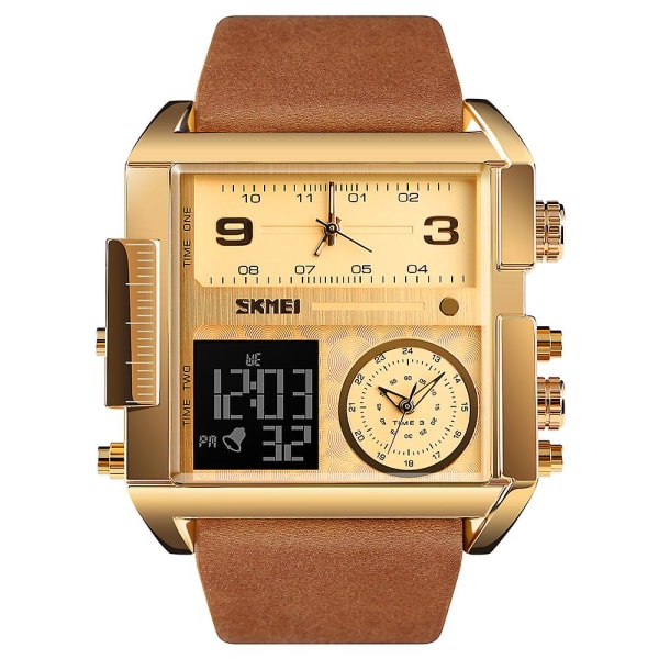 Skmei 3time Multi Function Digital Watch Relojes Sport Skmei 3atm Wate Gold-brown