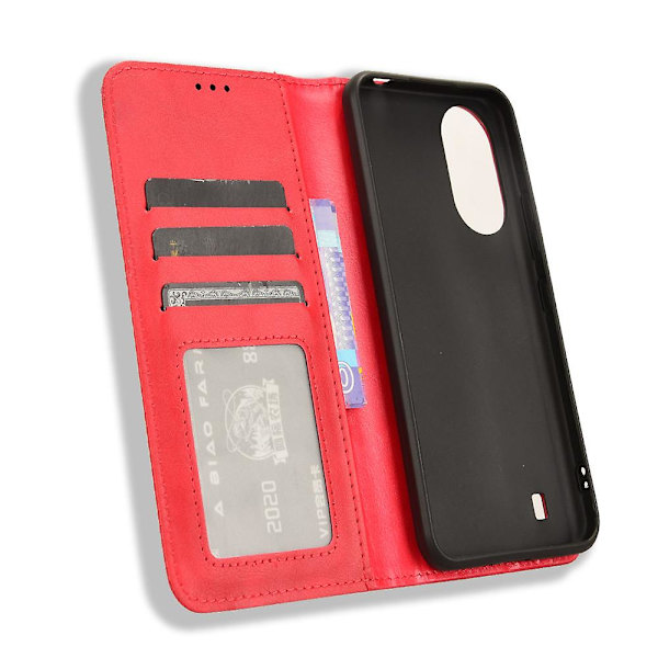 För Zte Blade A33s Case Stativ Retro Cover Red