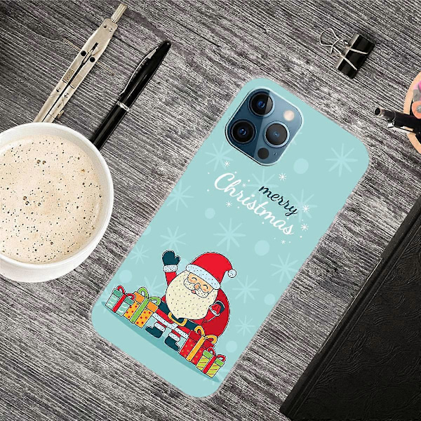 Deksel til iPhone 16 Pro Max med Julemønster, Myk TPU Telefondeksel - God Jul Multicolor Santa Gives Gift