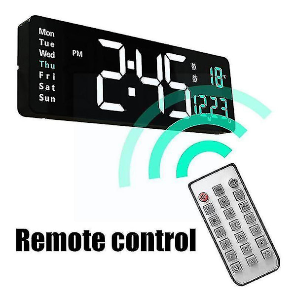 Stor LED Digital Väggklocka Elektroniska Väggklockor Living Fjärrkontroll Väggmonterad Desktop Klocka Kontroll Dekoration Rum Temp D W4w5 C