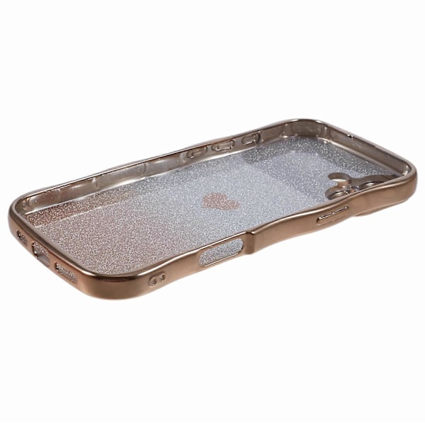 Skal för iPhone 16 Plus Kärlekshjärta Gradient Glitter TPU Telefonfodral Elektropläterad Krullig Ram Multicolor Style D