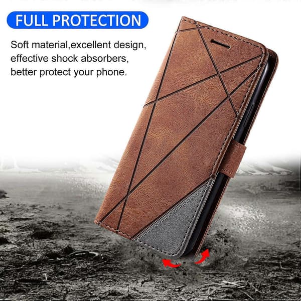 Til Samsung Galaxy S24 FE Etui Prægede Linjer PU Læder Splejsning Tegnebog Telefon Cover Multicolor Style E