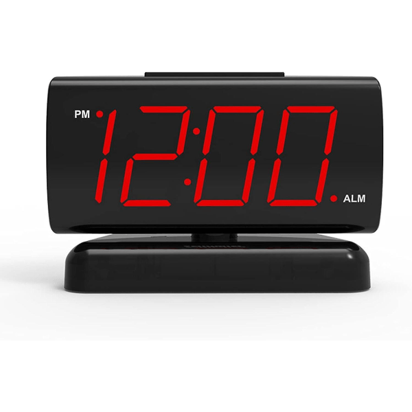 Väckarklocka för sovrum 5" stor led digital klocka för seniorer, dimbara enkla väckarklockor för sovrum, volymjusterbar/snooze/batteribackup/swi