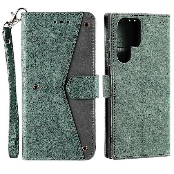 Til Samsung Galaxy S22 Ultra 5G Håndledsrem Cover Hud-berørings Splejsning PU Læder og TPU