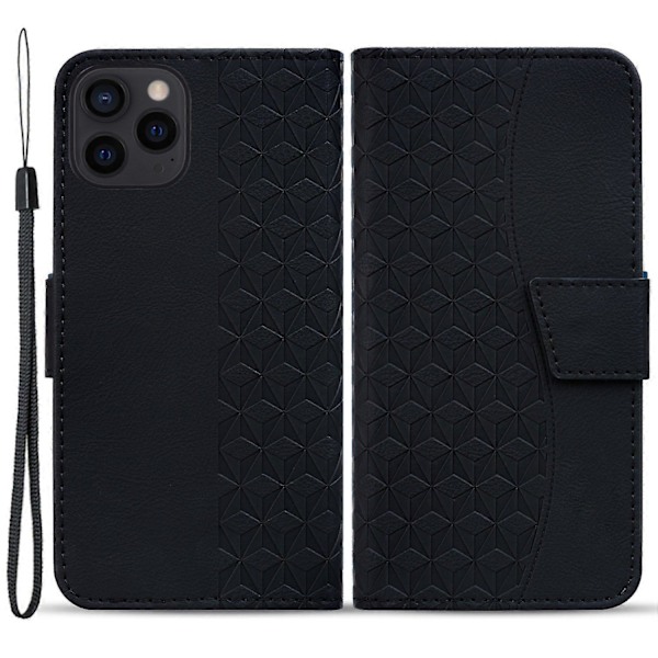 För iPhone 15 Pro Skal PU Läder Präglat Ställ Plånbok Telefonfodral Multicolor Style A