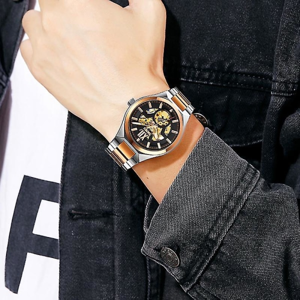 Skmei 9258 Män Automatisk Mekanisk Watch Black Shell Black Surface