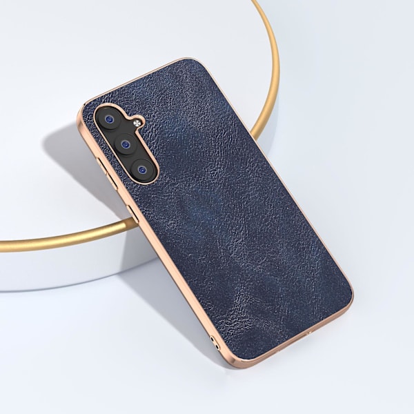 För Samsung Galaxy S23 Fe Kohud Texture Phone case Pu Läderbelagd Pc+tpu Cover Blue