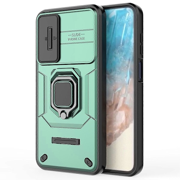 Samsung Galaxy M35 5G -kotelo PC+TPU-jalustalla ja linssinsuojuksella Multicolor Style B