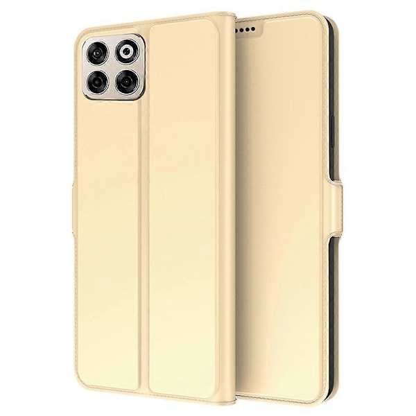ZTE Blade V70 -kotelo, iskunkestävä TPU-sisäkuori, nahkainen puhelinkotelo korttipaikalla Multicolor Gold